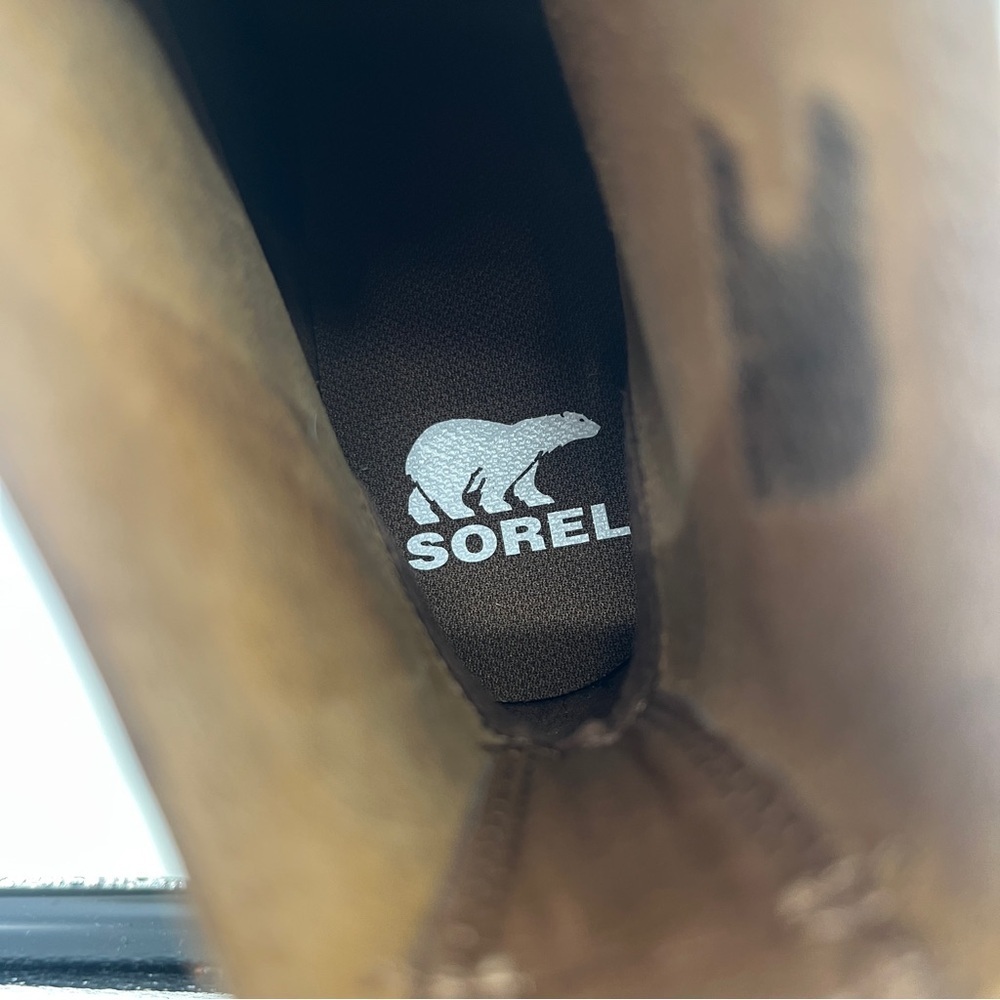 Sorel Hi-Line Lace Up Block Heel Platform Brown Leather Boots Umber Ceramic 9.5 - Picture 10 of 11